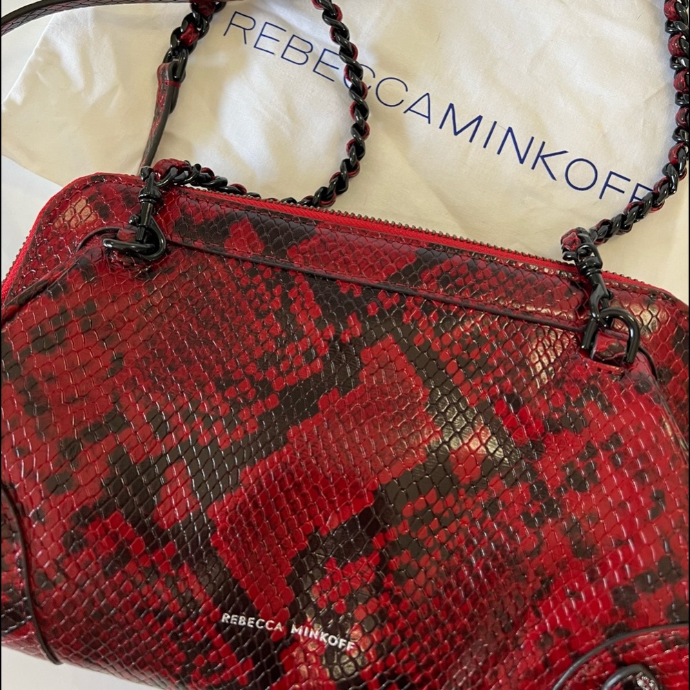 NWT Rebecca Minkoff Mason Leather Crossbody in Python Red Apple